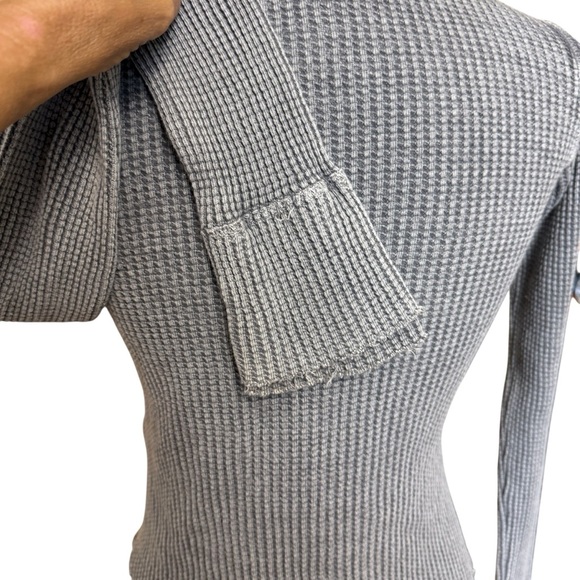 Free People FP One Colt Waffle Knit Thermal Long Sleeve Top Gray Size SP #1689 - Picture 5 of 7